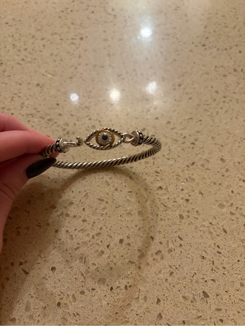 EFFY Evil Eye Cable Bangle Bracelet - Silver